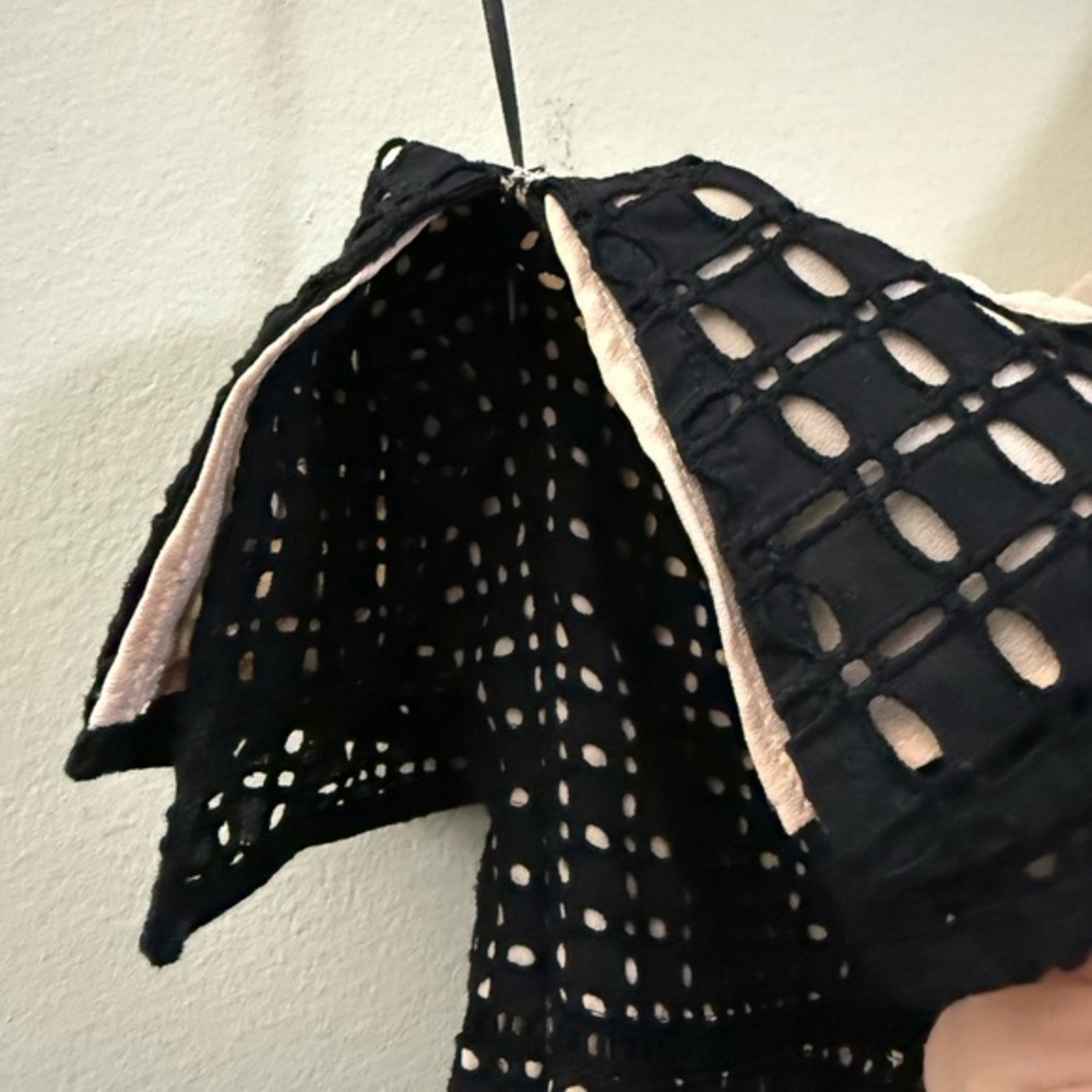 NWT J. Crew Collection‎ Black Eyelet Lace One Shoulder Ruffle Mini Dress - 12 - Picture 4 of 12